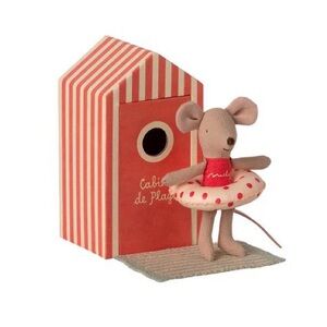Maileg Beach Mouse Little Sister in Cabin de Plage - Retired